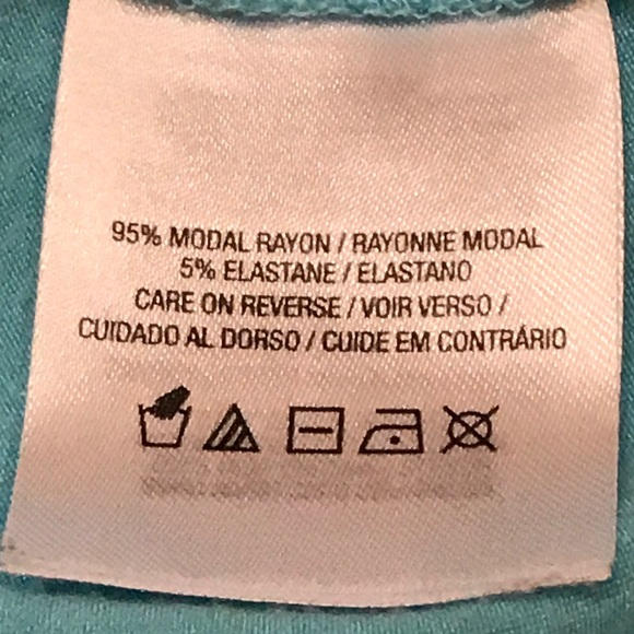 Knit short sleeve tee top aqua blue, M, scoop neck - Picture 4 of 4